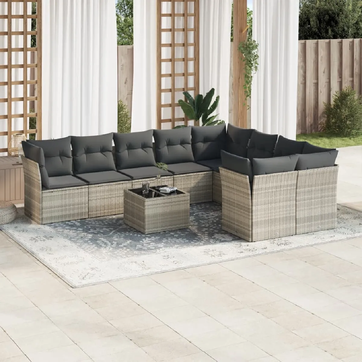 vidaXL Salon de jardin avec coussins 10 pcs - vue 10