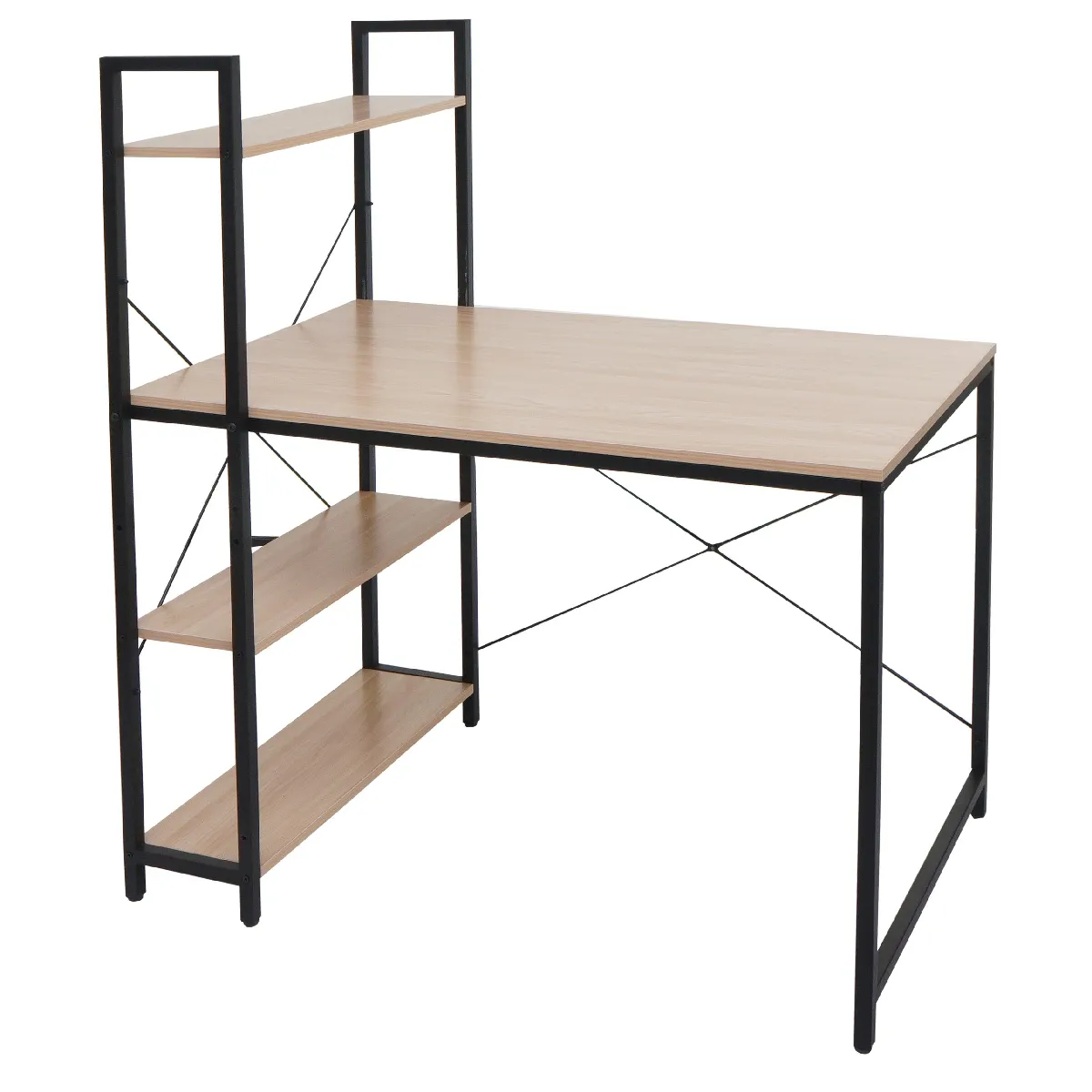 Decoshop26 Argent Bureau Informatique Avec Étagères