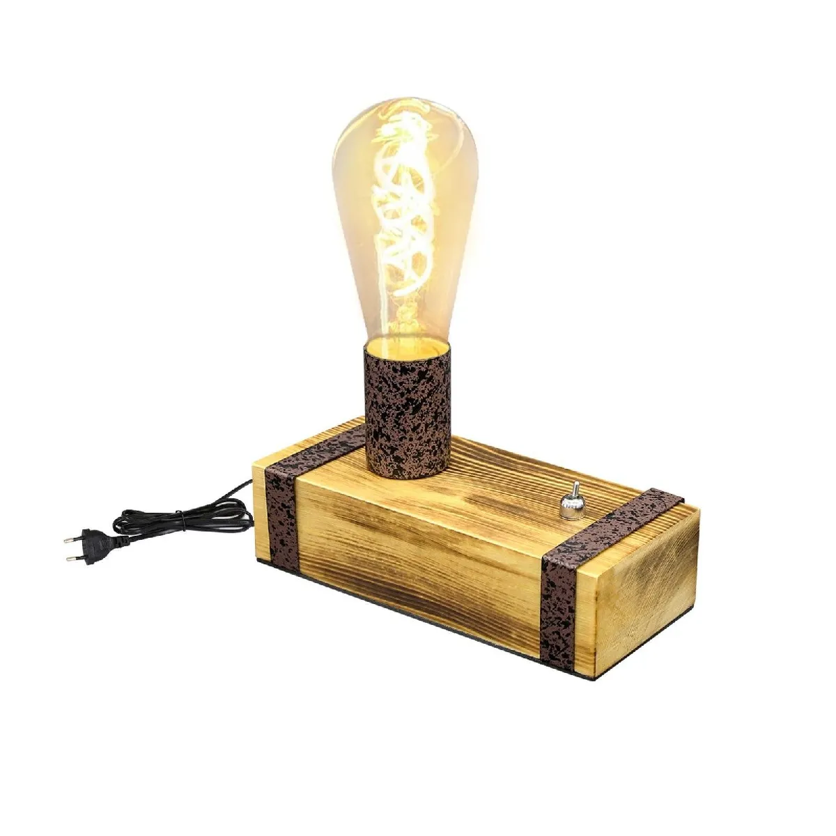 Gbly Lampe de bureau en bois - Marron