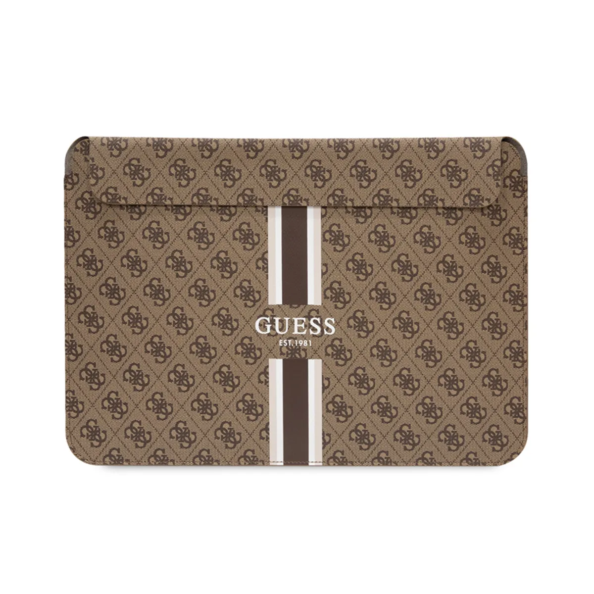 Guess Marron Housse Magnétique Pour Ordinateur 13 / 14 Pouces Imprimé 4G Modèle Stripe