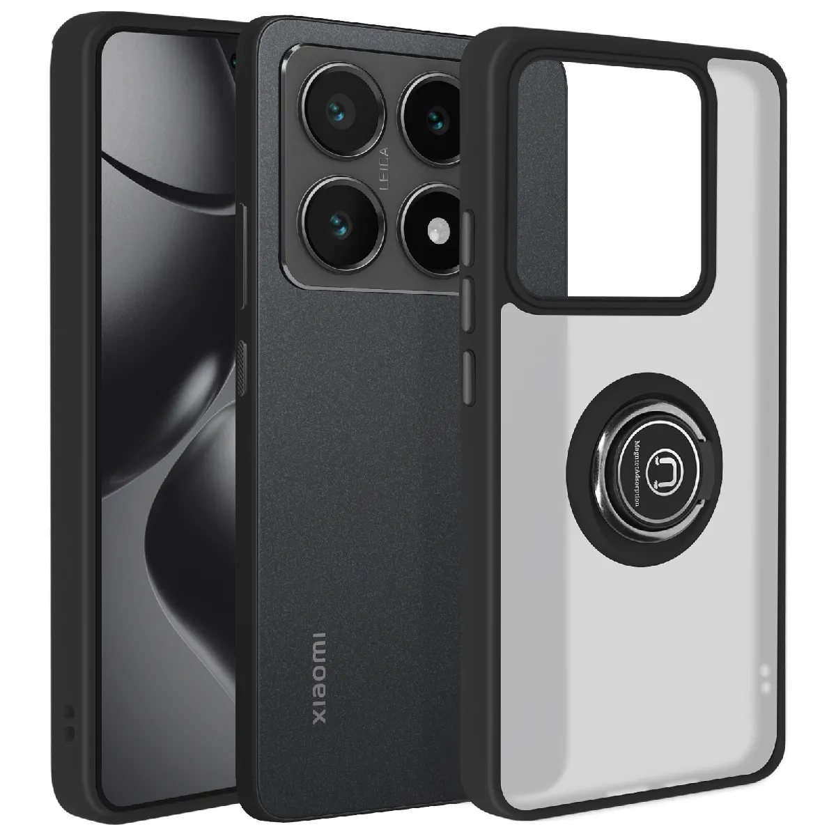 Coque Odeydo Pour Xiaomi 14T – Antichoc Noire, Avec Support, Premium