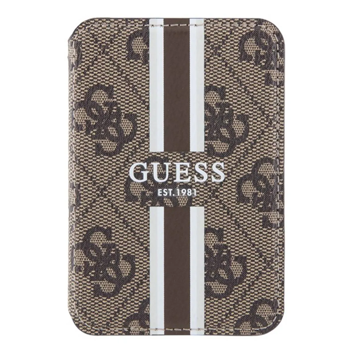 Guess Porte-cartes avec Fixation Magnétique Stripes Magsafe Marron