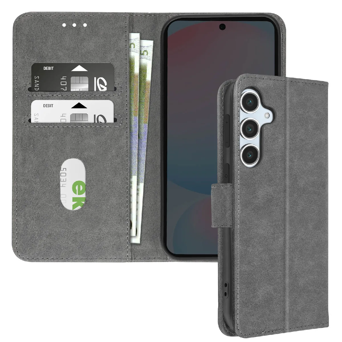 Avizar Gris Étui Pour Samsung Galaxy S24 Fe Clapet Portefeuille Et Support Vidéo