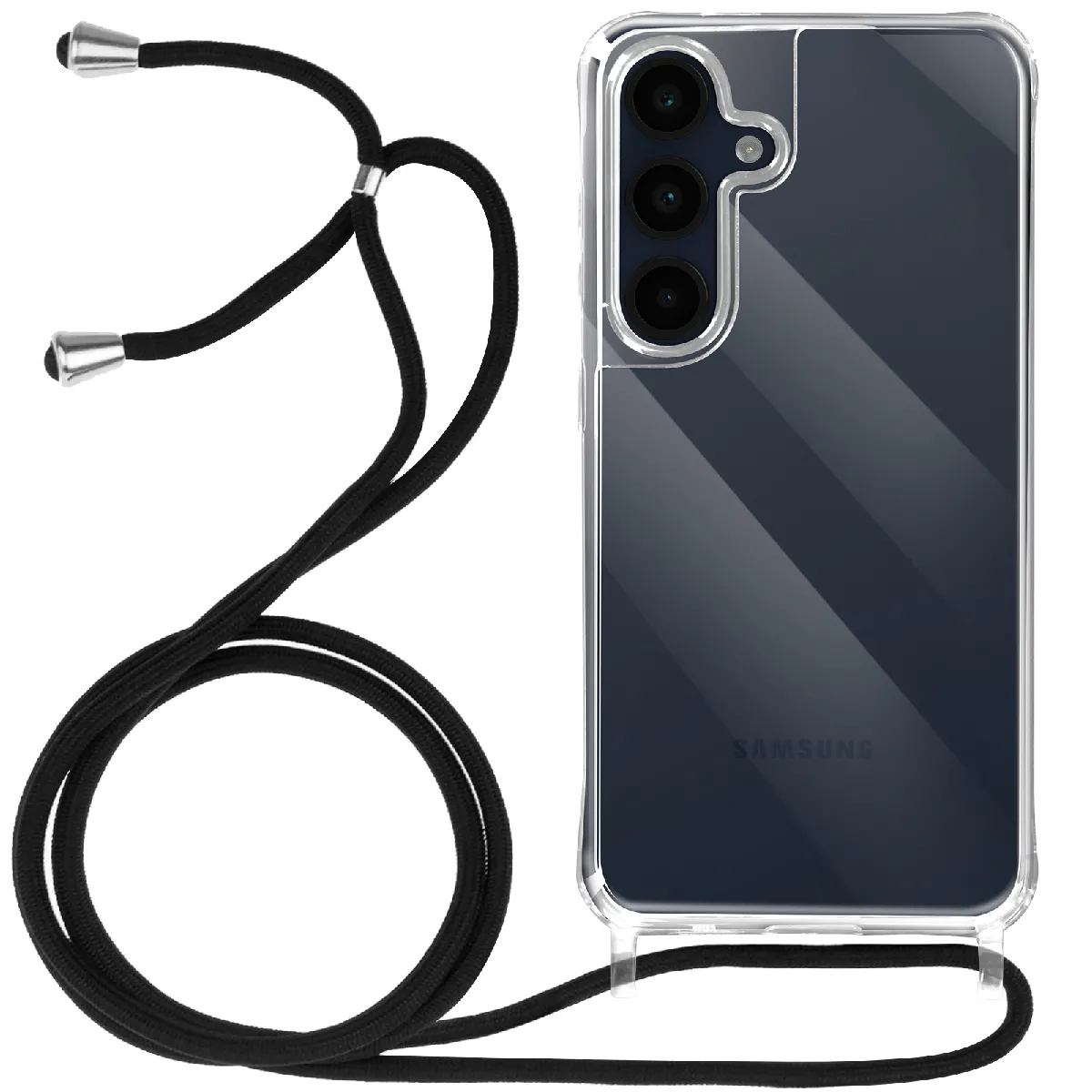 Avizar Coque Pour Samsung Galaxy A16 Silicone Antichoc Avec Cordon Tressé Transparent