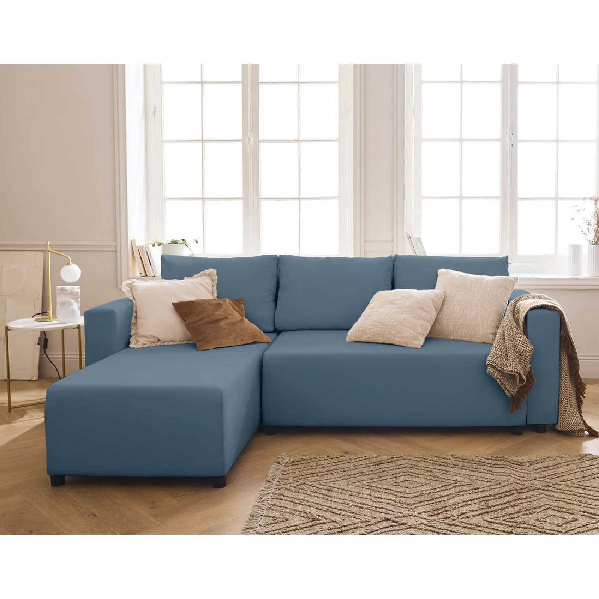 Regala canapé d'angle réversible 4 places convertible avec coffre en tissu - vue 6