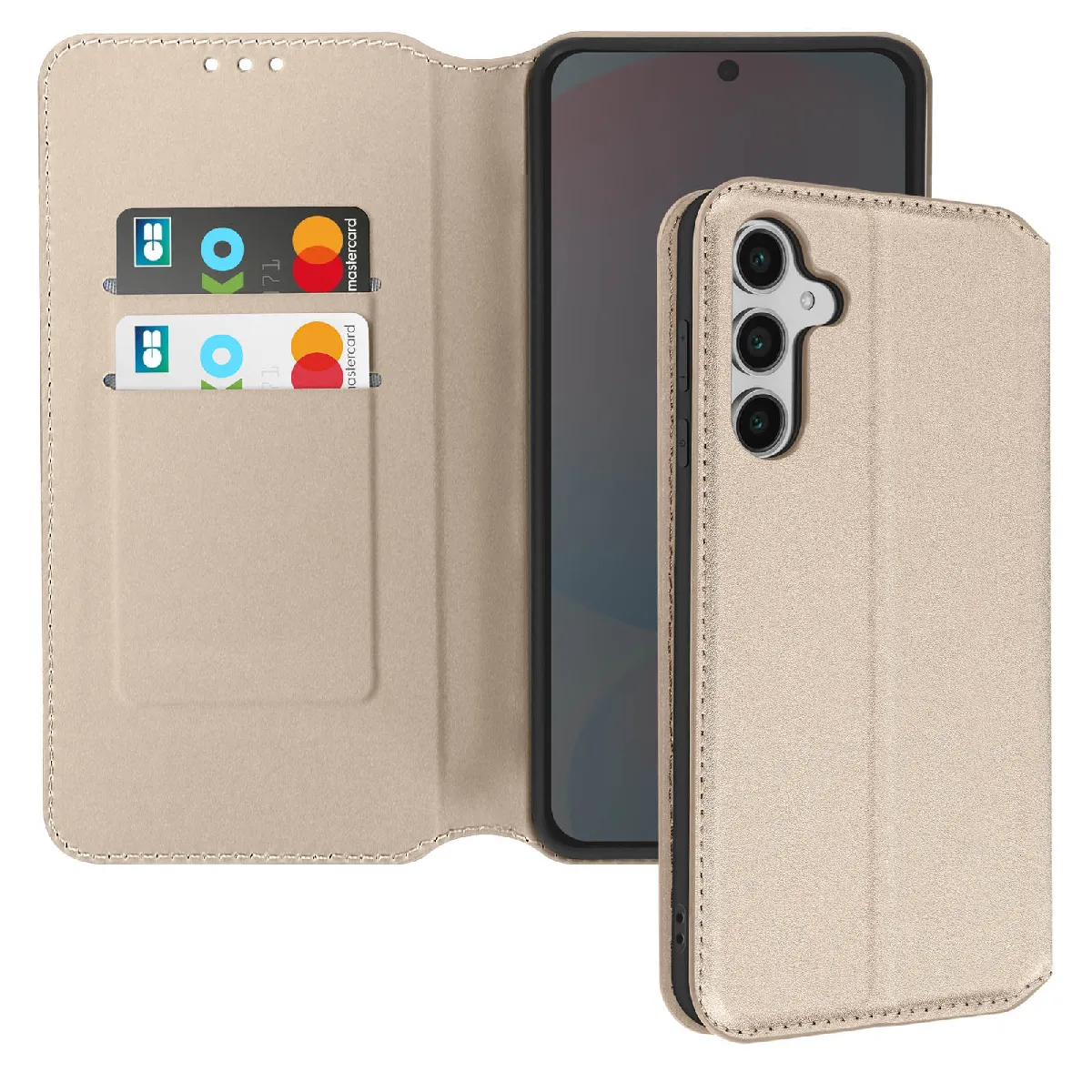Avizar Doré Étui Pour Samsung Galaxy S24 Fe Clapet Porte-Cartes Et Support Vidéo E