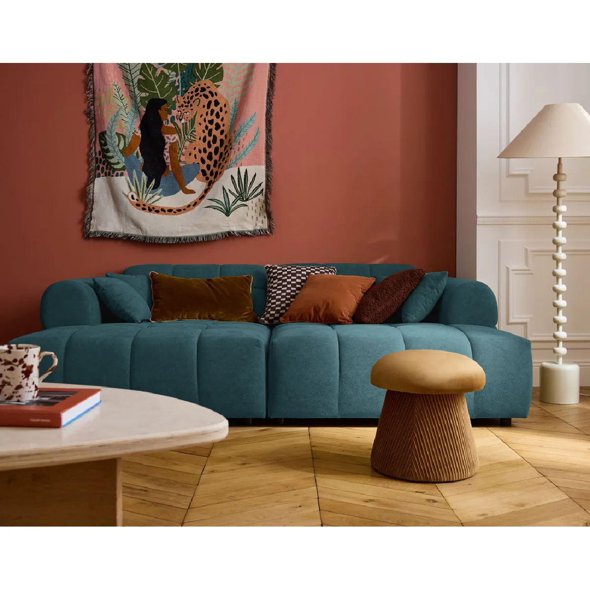 Lisa design Canapé droit 4 places Ray - Bleu gris Lisa design Canapé droit 4 places Ray - Bleu gris