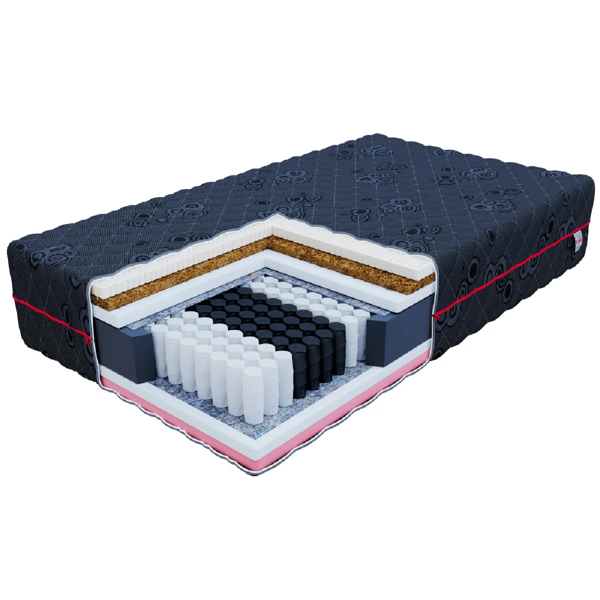Matelas BLACKLUX - Mémoire de Forme - Latex - Ressort ensaché - Epaisseur 22 cm