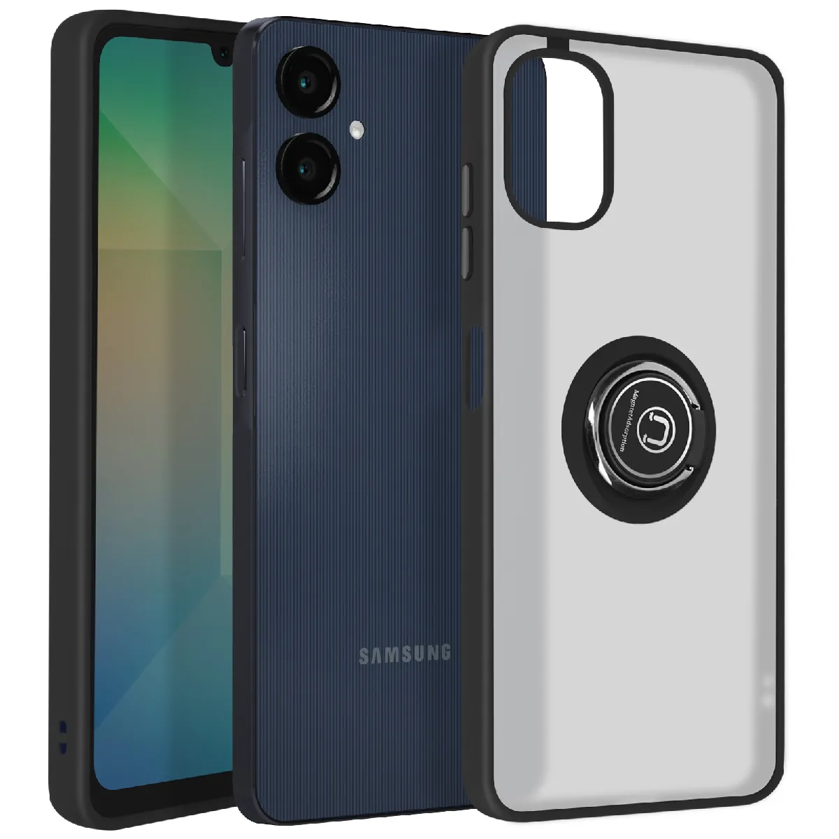Avizar Noir Coque Pour Samsung Galaxy A06 Bague Métallique Support Vidéo