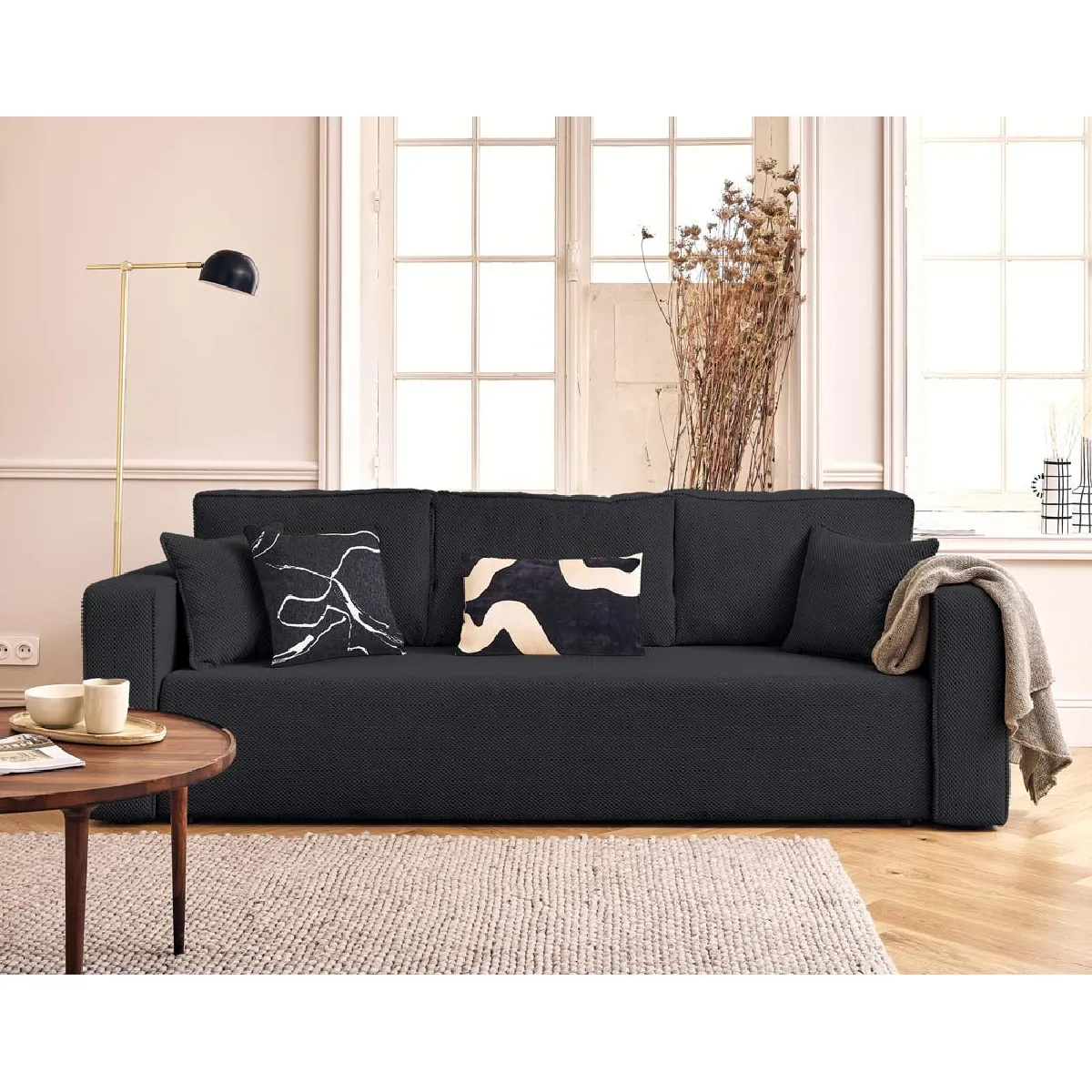 Bestmobilier canapé convertible 3 places - Noir