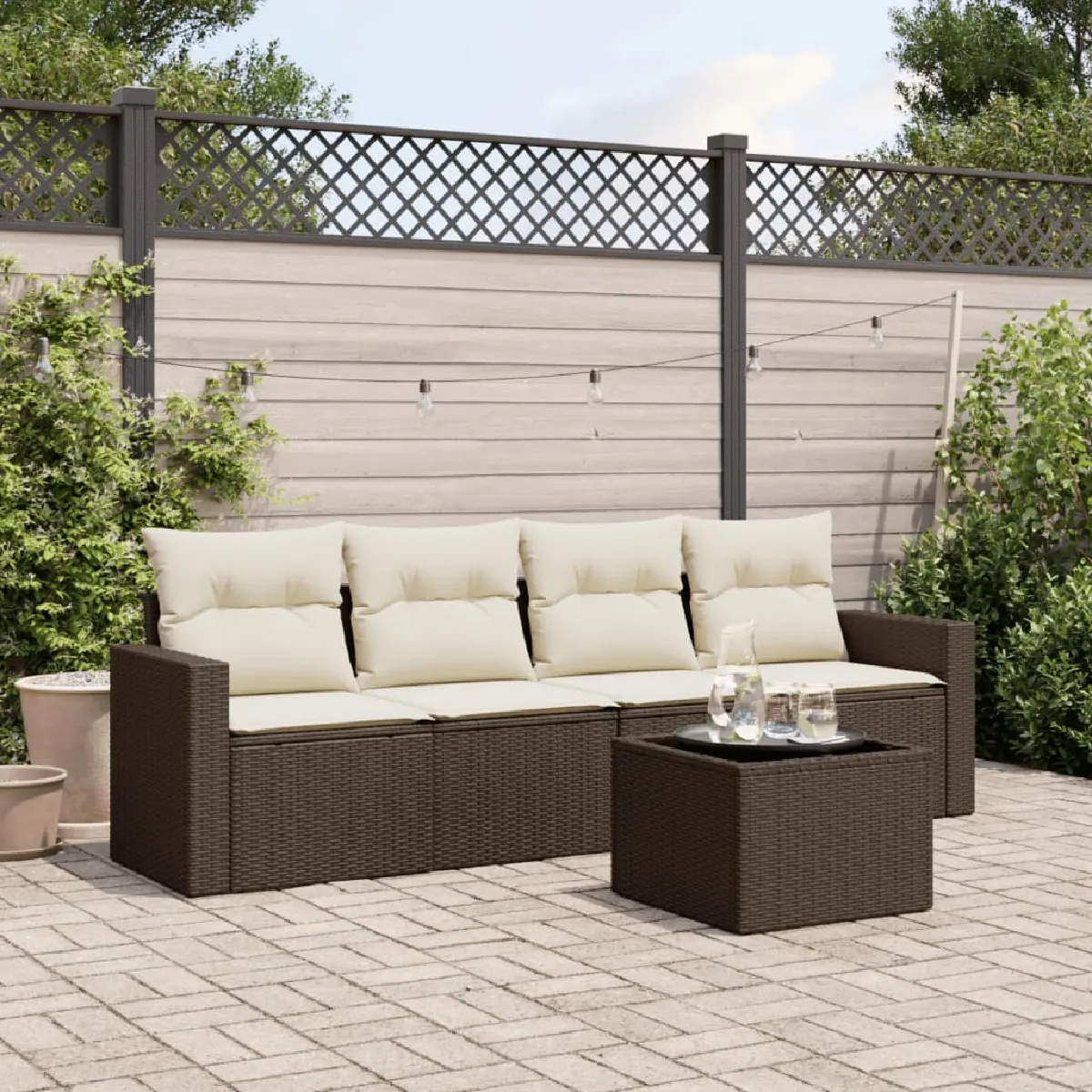 Non Communiqué Marron Salon De Jardin Modulable Vidaxl Resine Tressee 5 Pieces X 65.5 X 69 - Image 3