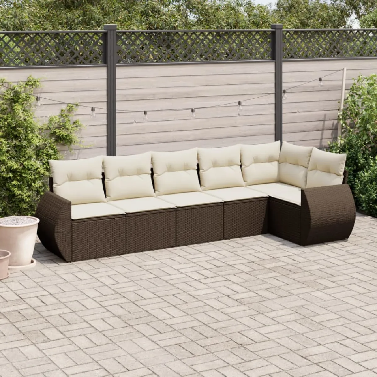 vidaXL - Salon de jardin modulable - Rotin - Marron - 6 personnes - Image 3