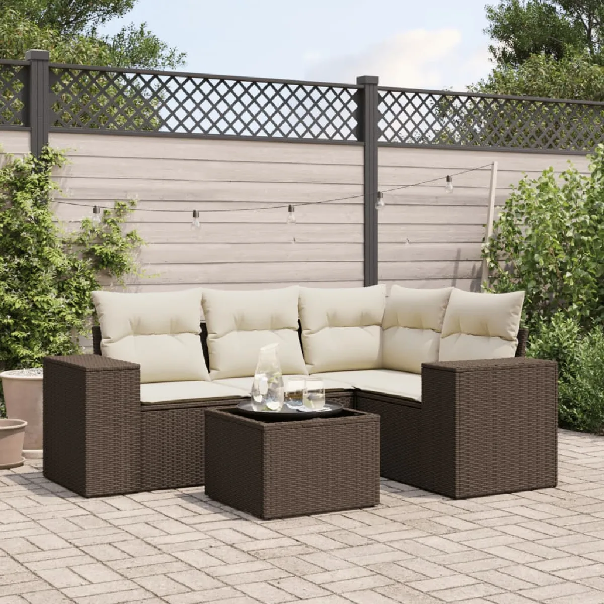 VIDAXL - Salon de Jardin - 5 Pièces - Marron - Image 3