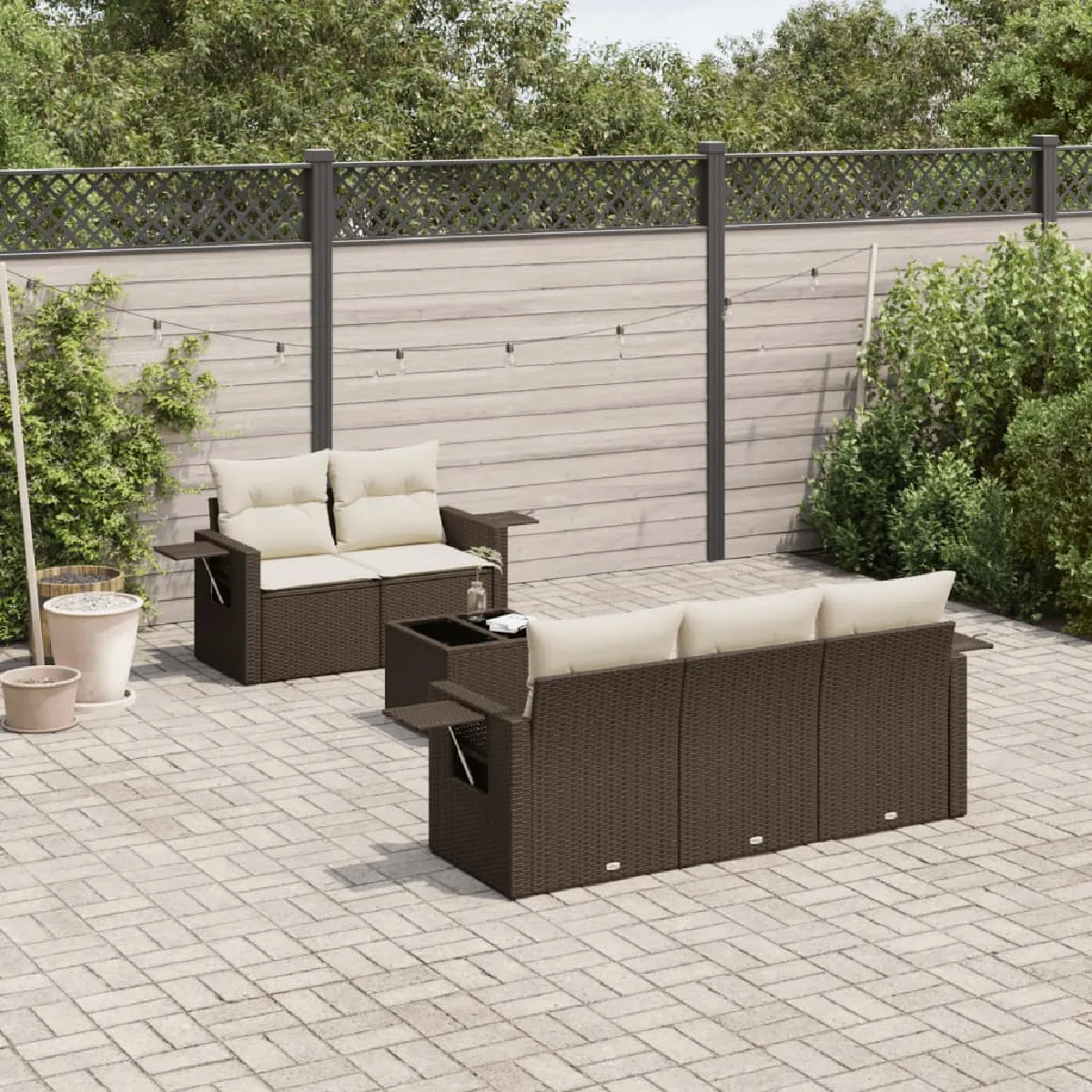 vidaXL Salon de jardin 6 pcs résine tressée avec coussins