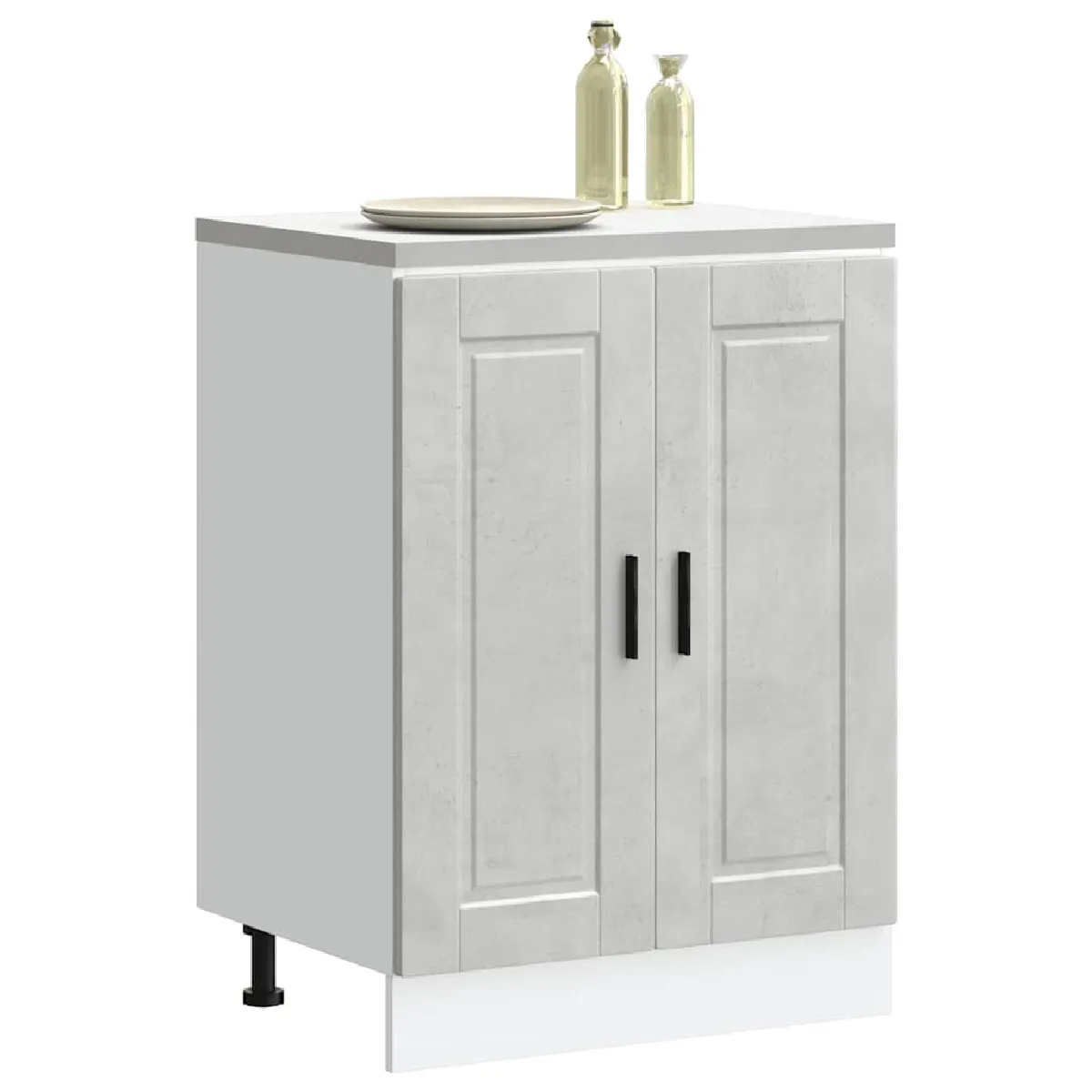 VIDAXL - Armoire de cuisine Porto - Gris Béton - Buffet de Rangement - Image 2