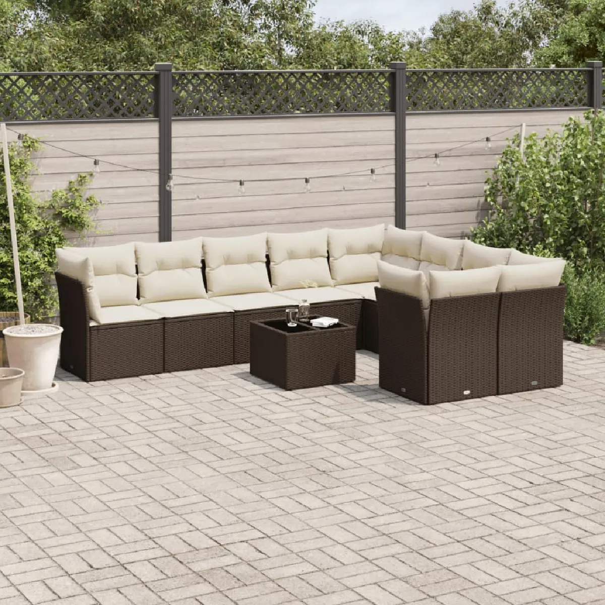 vidaXL - Salon de jardin modulable - Rotin - Marron - 9 personnes - 10 pièces - Image 3