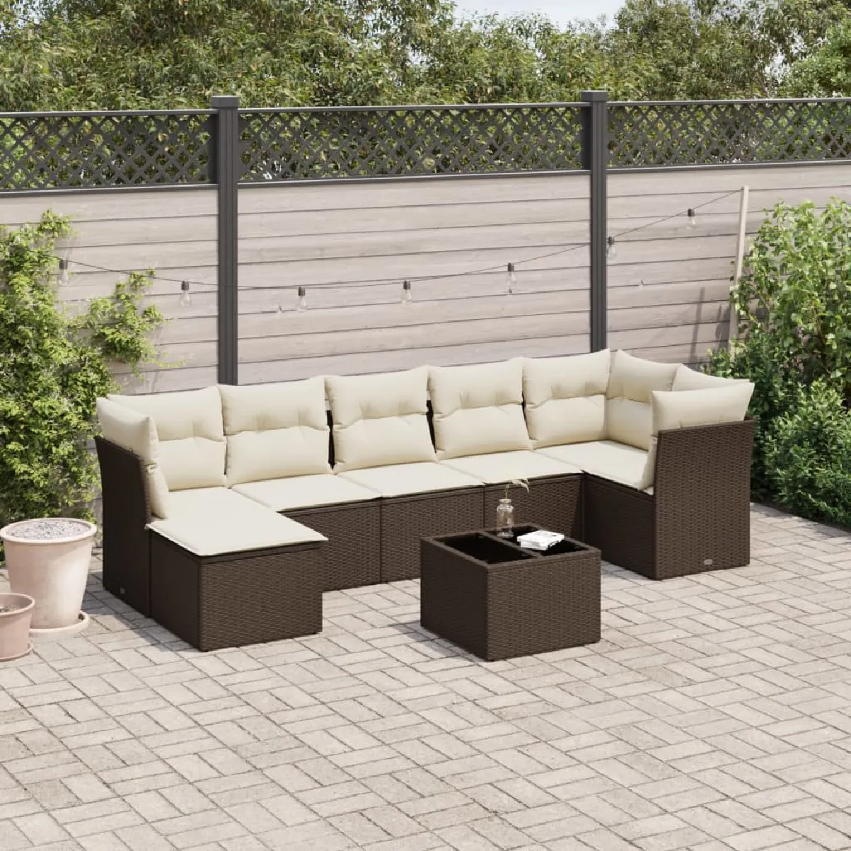 Vidaxl Marron Salon De Jardin Modulable Rotin 8 Pieces 7 Personnes - Image 3