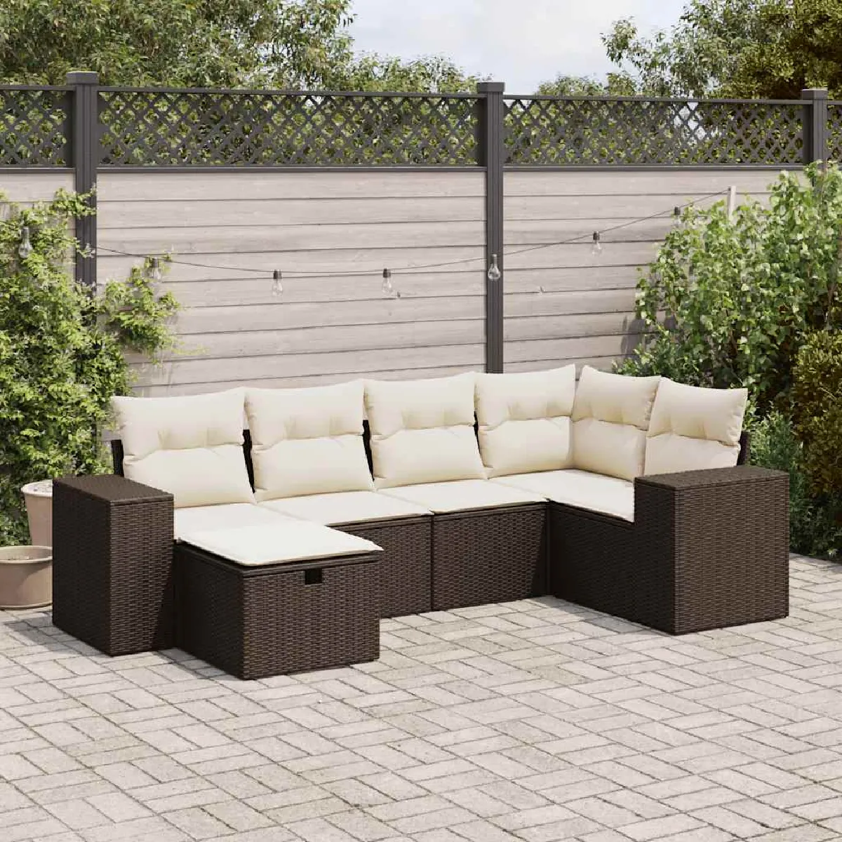 VidaXL Salon de jardin 6 pcs Coussins Résine tressée - vue 7