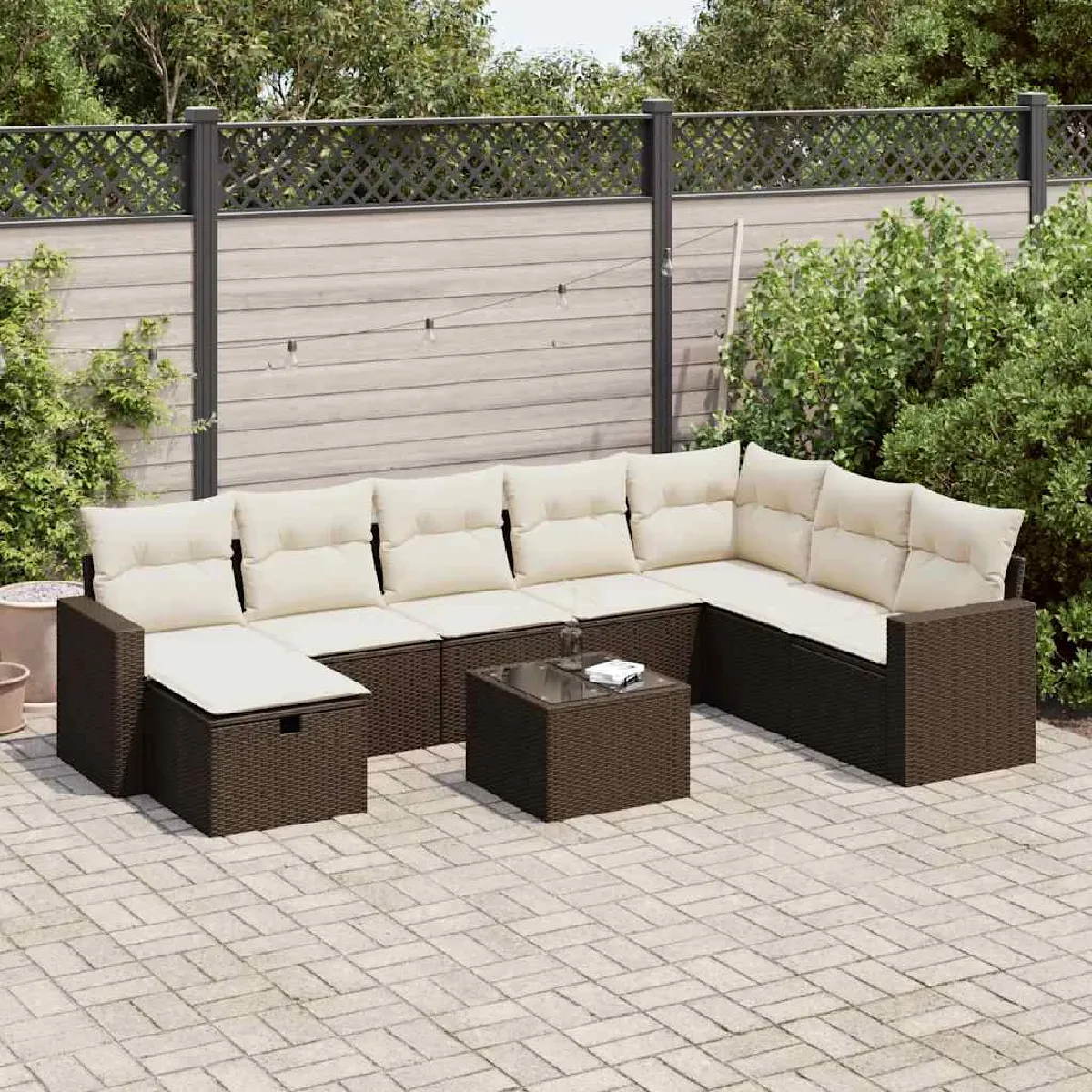 vidaXL Ensemble de canapés de jardin 9 pièces - vue 2