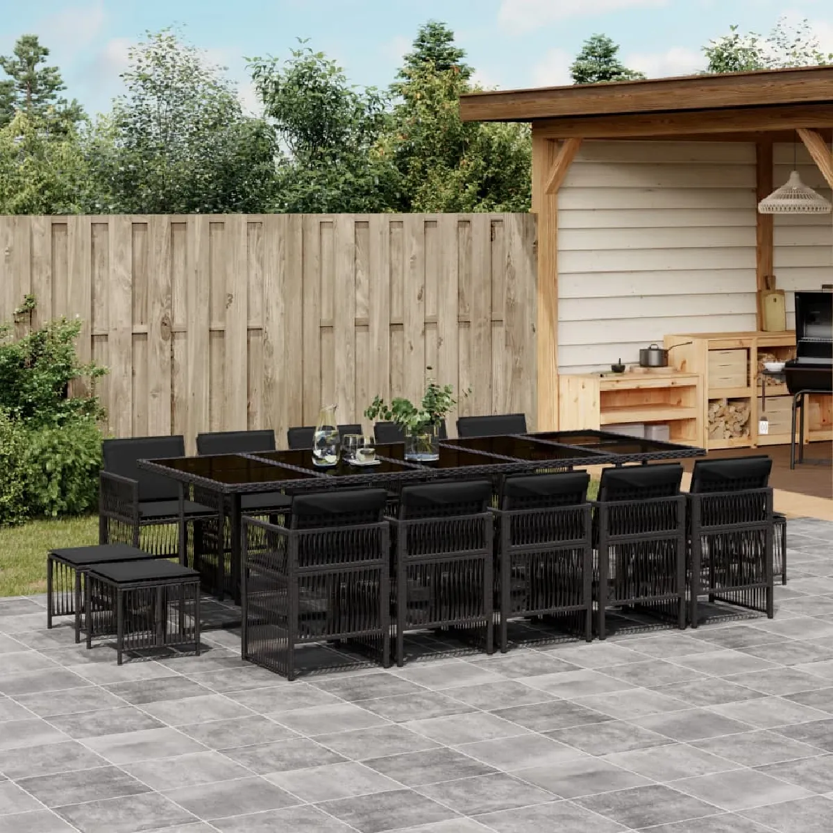 vidaXL Ensemble à manger jardin 15 pcs