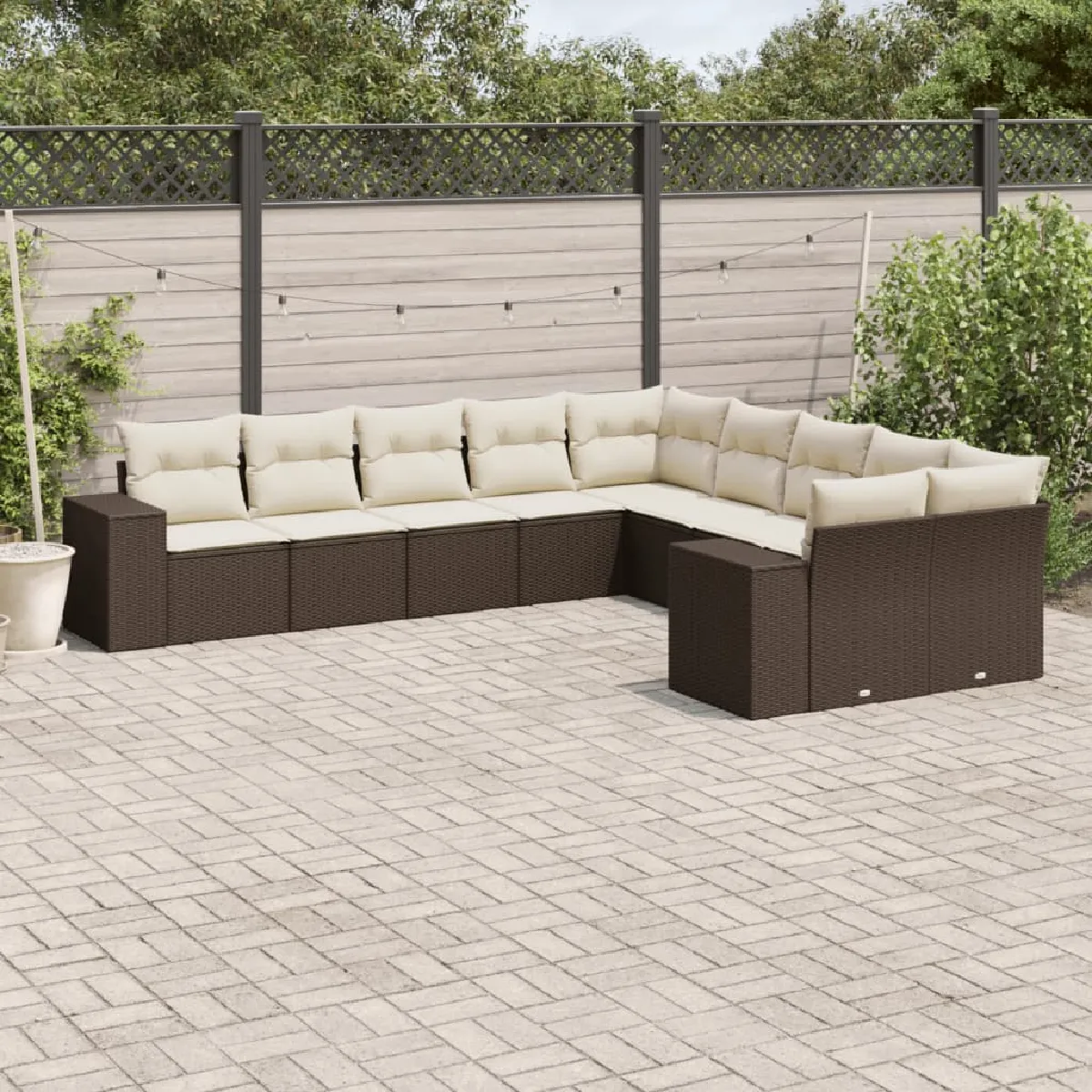 Salon de jardin 10 pièces Coussin Résine tressée - vue 3