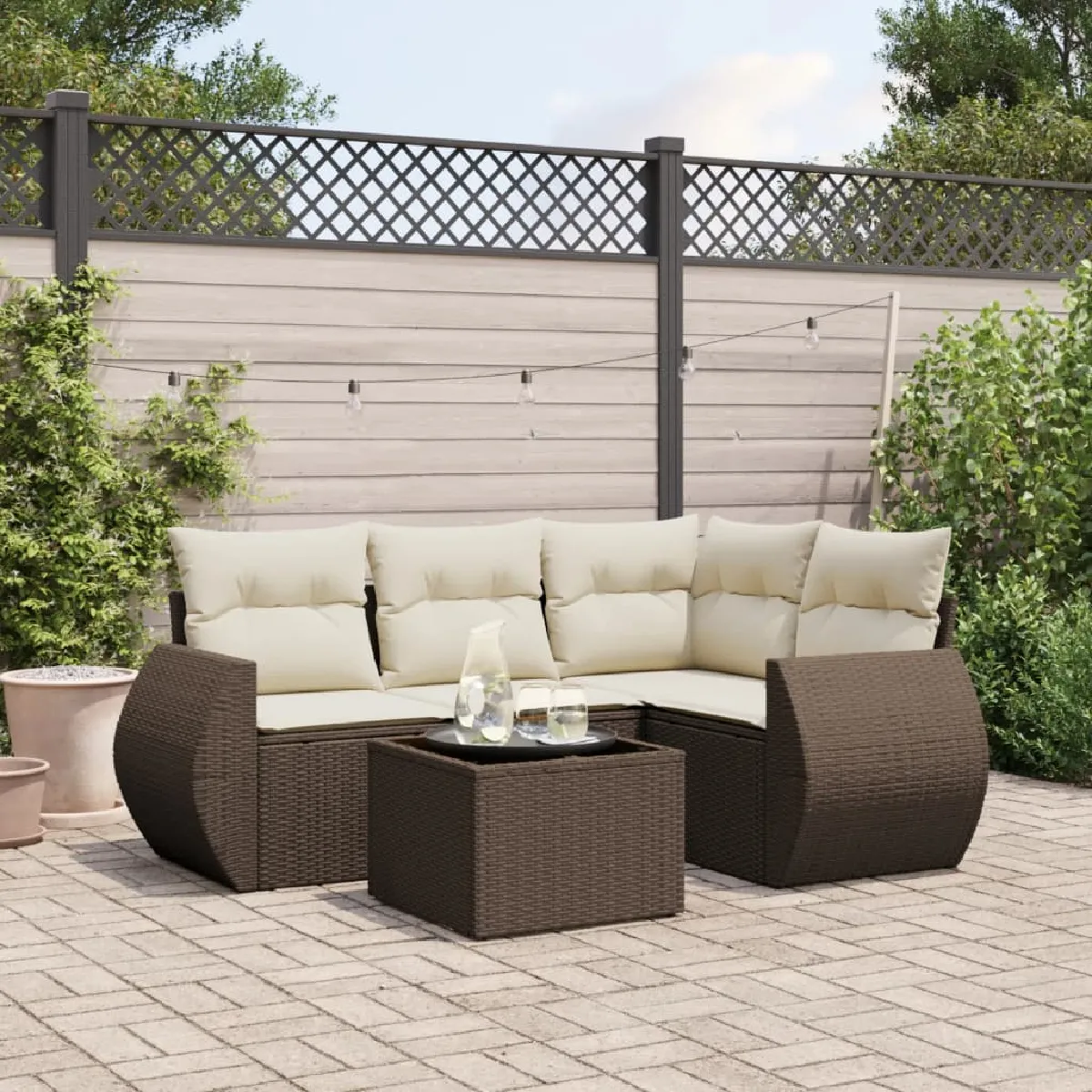 vidaXL Salon de jardin 5 pcs avec coussins - vue 9