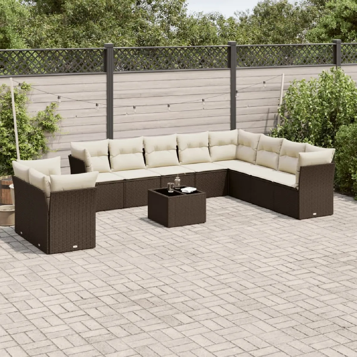 Salon de jardin vidaXL 11 pcs - Marron