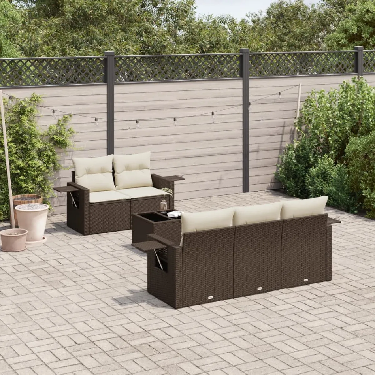 VIDAXL Salon de jardin 6 pièces avec coussins