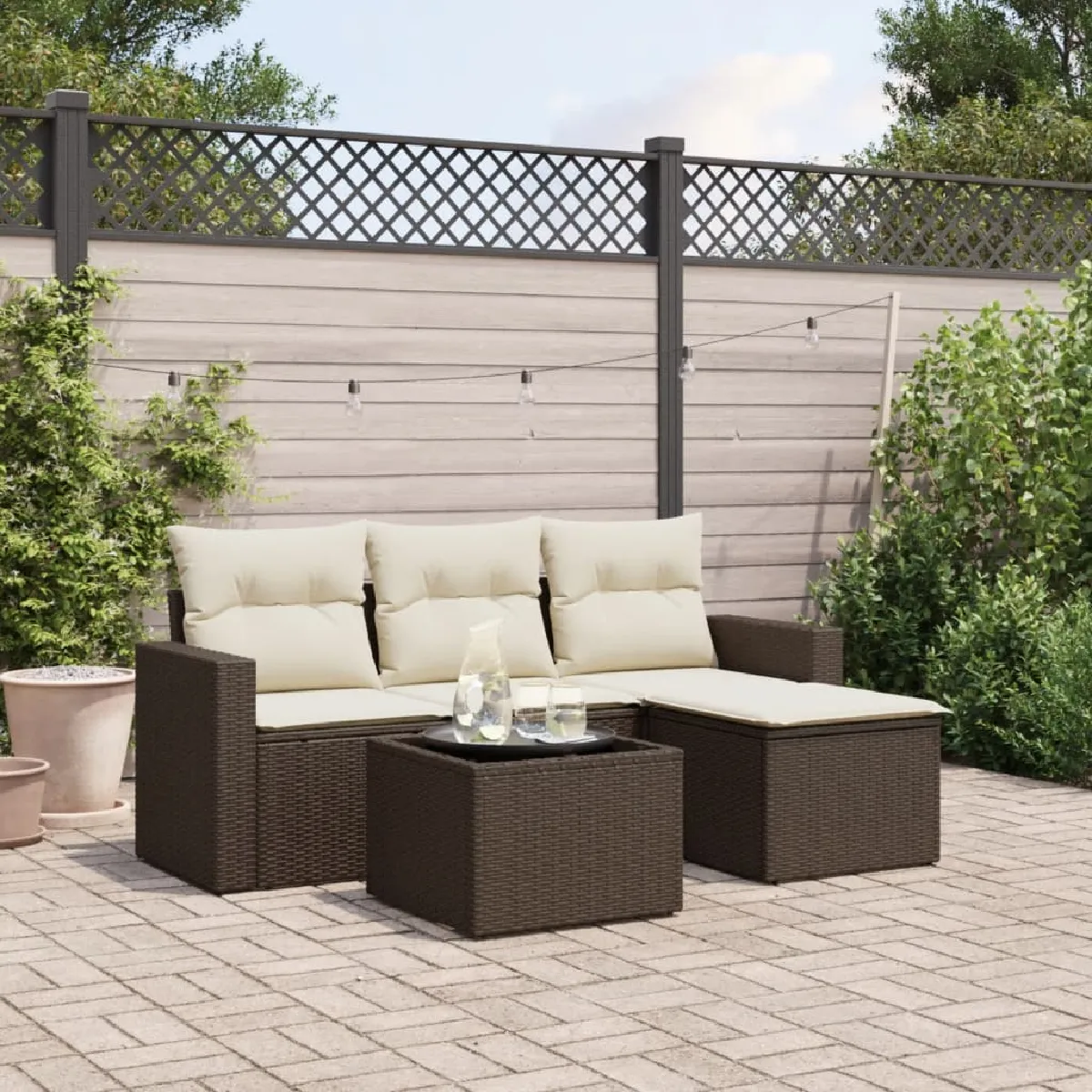 VIDA Salon de jardin avec coussins 5 pcs