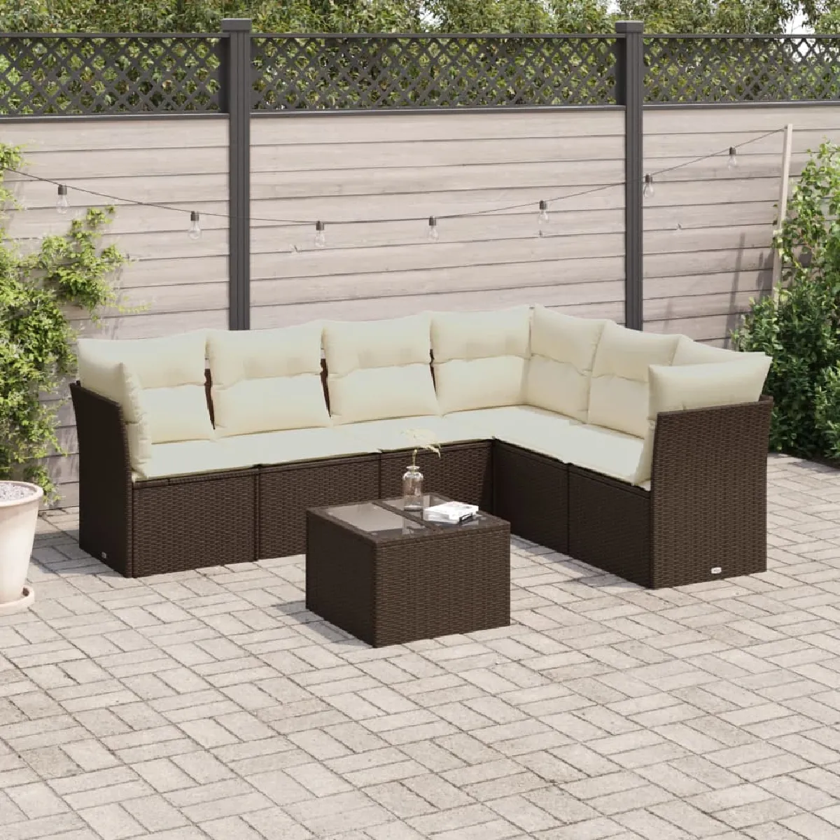 VIDAXL - Salon de jardin - 7 pièces - Marron - Image 3
