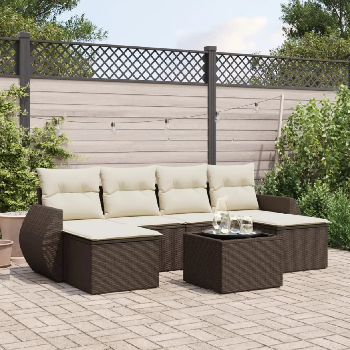 vidaXL - Salon de jardin modulable - Résine tressée - Marron - 6 personnes - Image 3