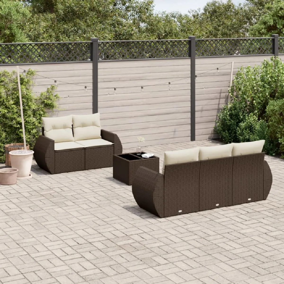 VIDA Salon de jardin avec coussins 6 pcs