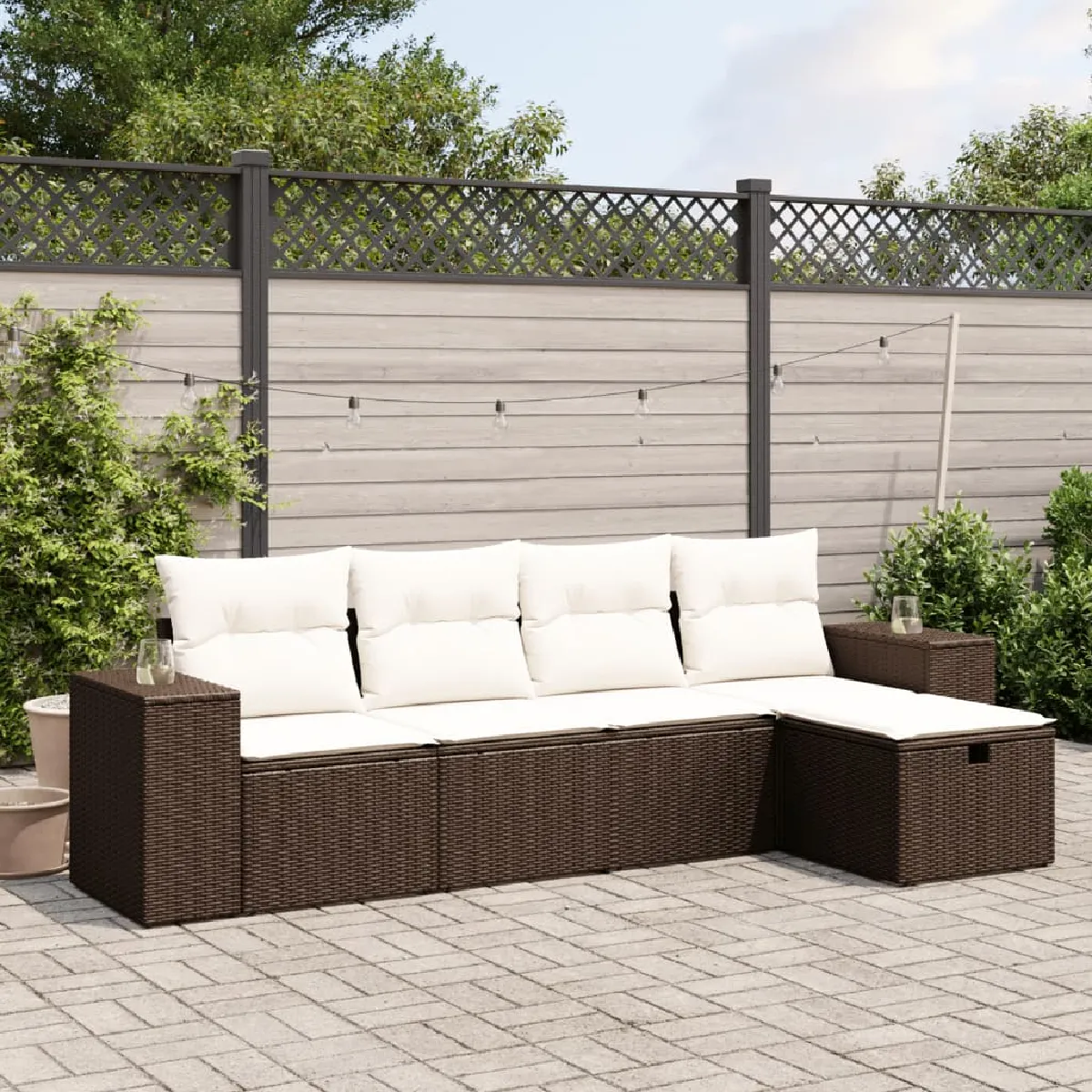 VIDAXL Salon jardin résine tressée 5 pièces