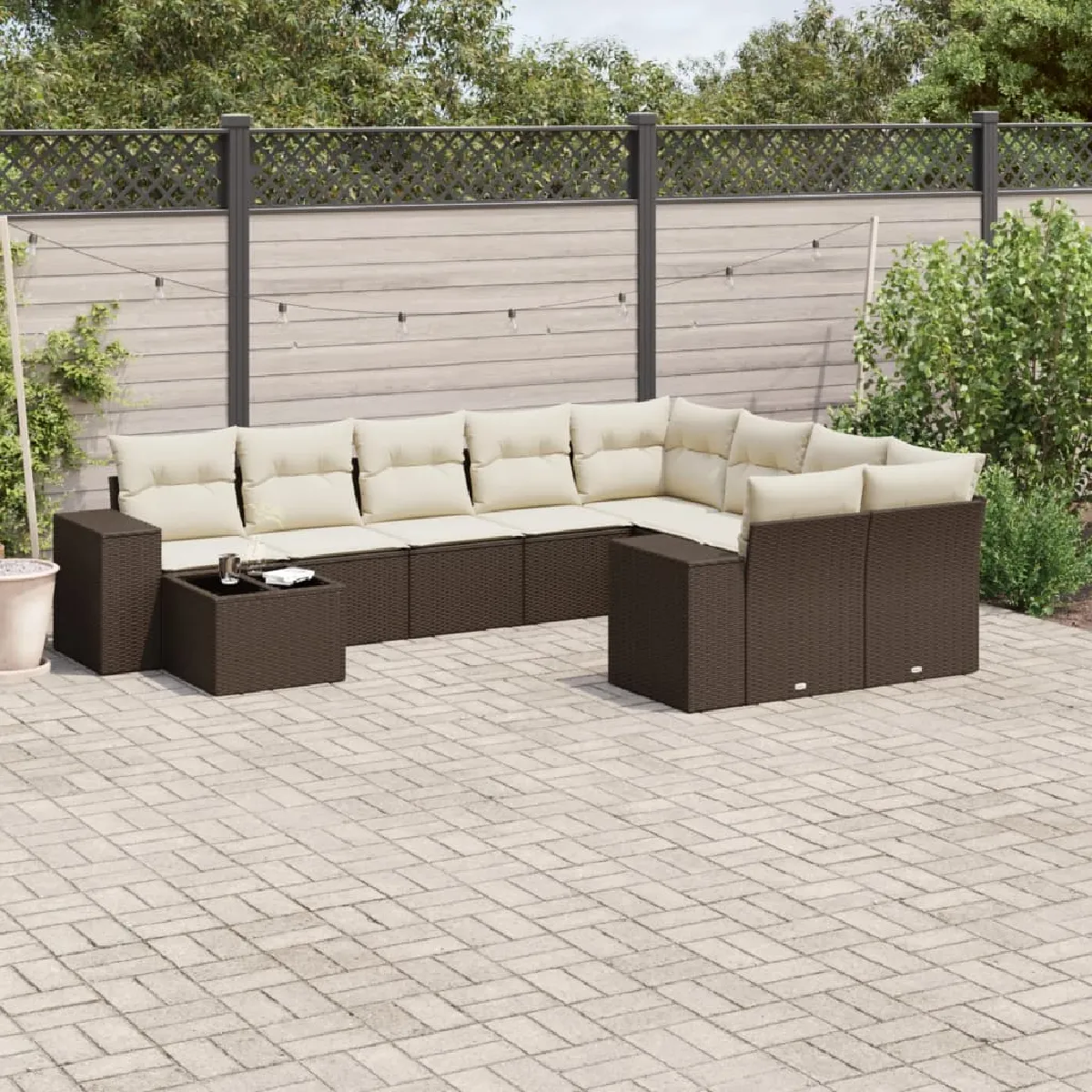 VIDAXL Salon de jardin 10 pcs avec coussins - Marron