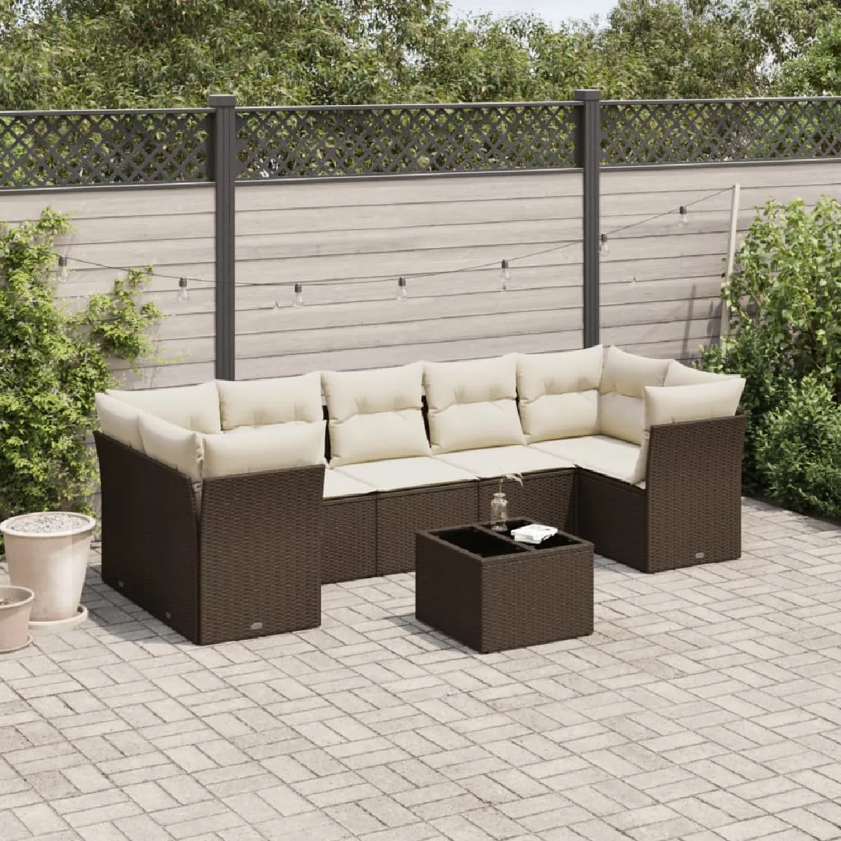Non Communiqué Marron Salon De Jardin Modulable Vidaxl Rotin 8 Pieces X 289 X 69 7 Personnes - Image 3