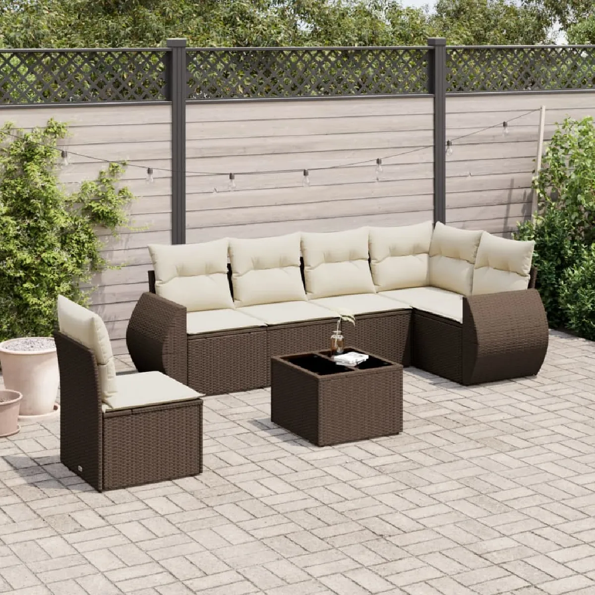 Salon de jardin résine tressée avec coussins VIDA - vue 9
