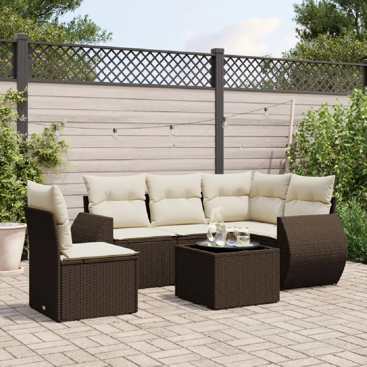 vidaXL Ensemble de Jardin 6 pcs Résine Tressée