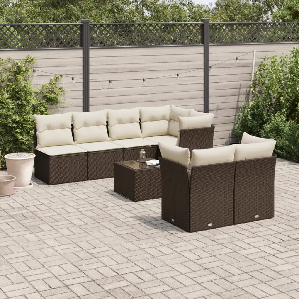 VIDAXL - Salon de jardin modulable - Rotin - Marron - 8 pièces - Image 3