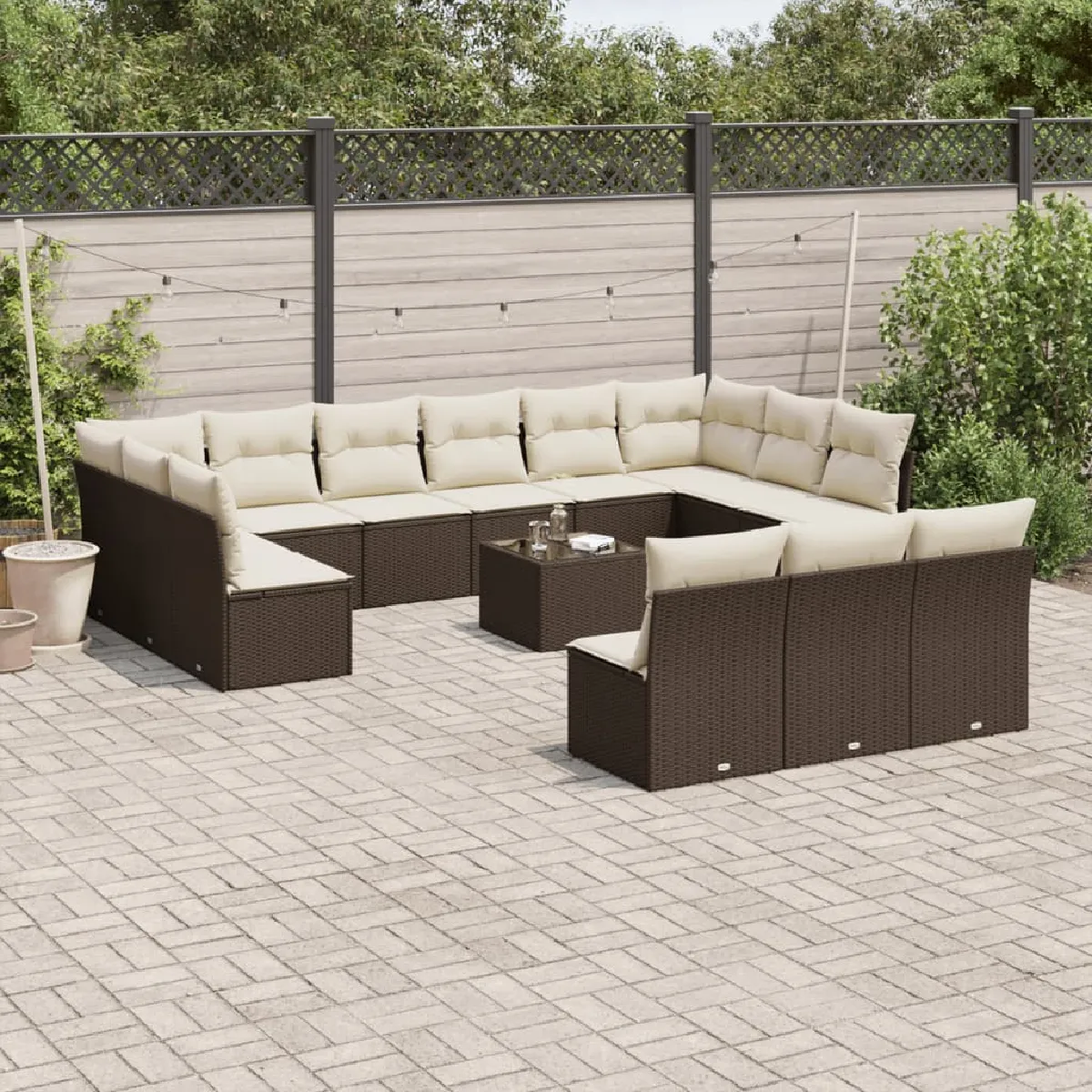 vidaXL 14 pcs salon de jardin résine tressée - vue 1
