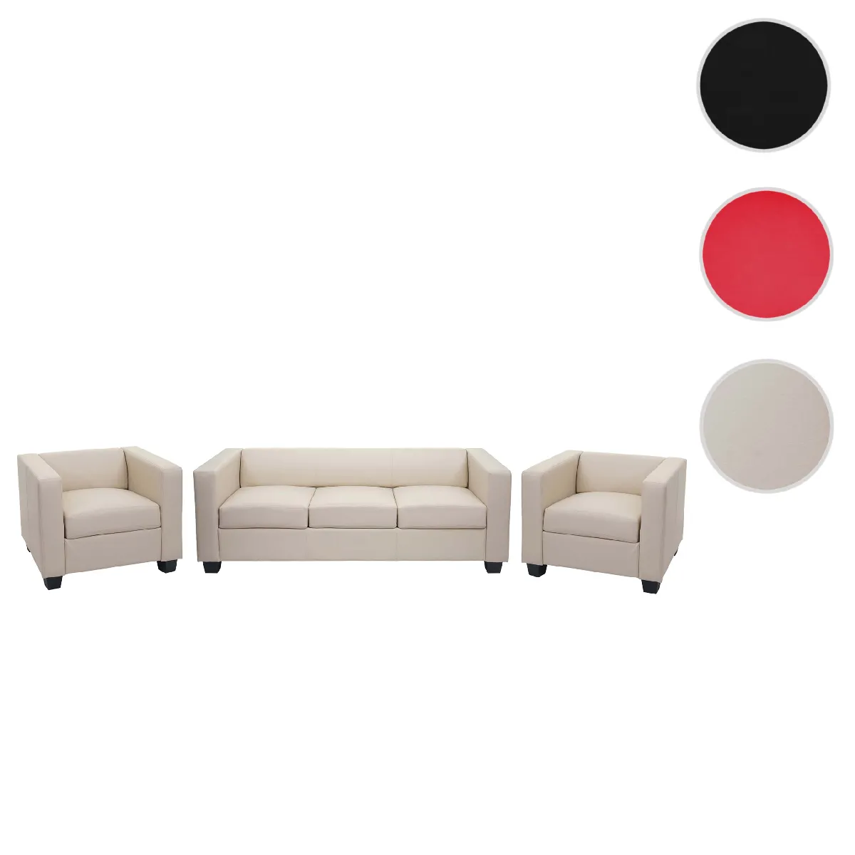 Mendler Beige Canapé 3 Places Cuir