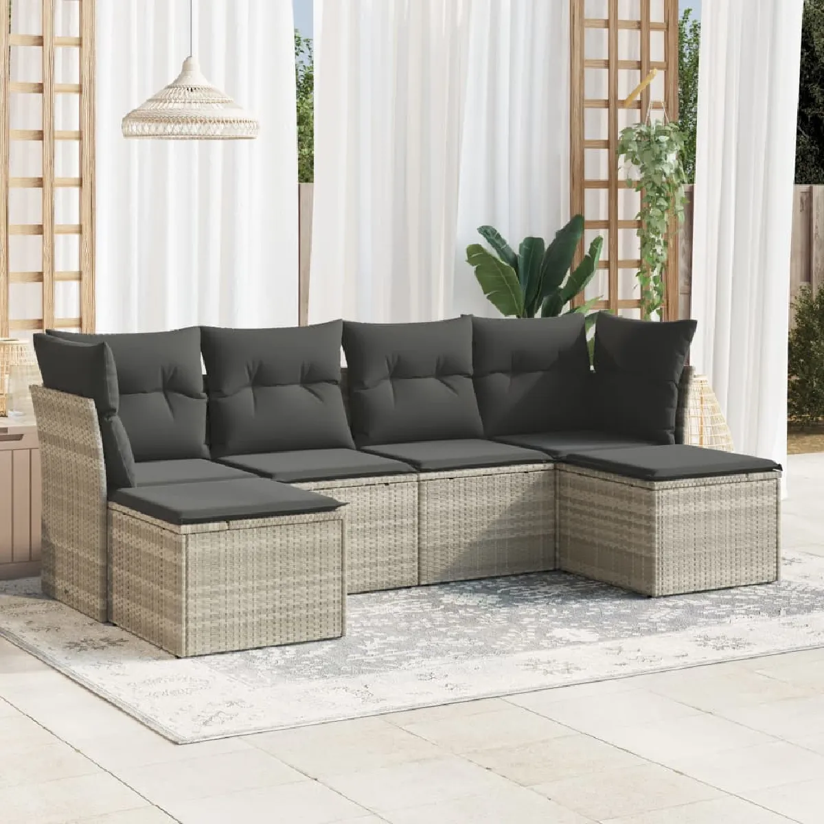 VIDA Salon de jardin 6 pcs avec coussins - vue 6