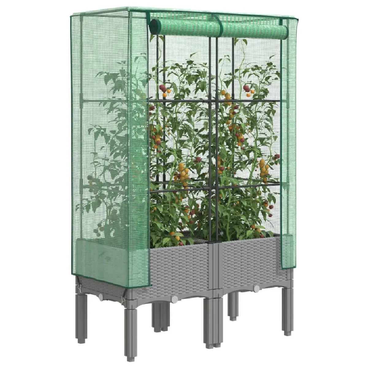 vidaXL Jardinière surélevée avec housse aspect rotin 80x40x123 cm jardinière surélevée de jardin bac à fleurs surélevé 4015810 - vue 1