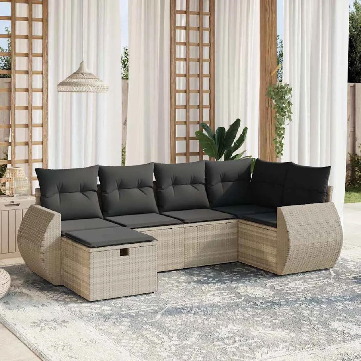 Vidaxl Gris/Clair Salon De Jardin 6 Pcs