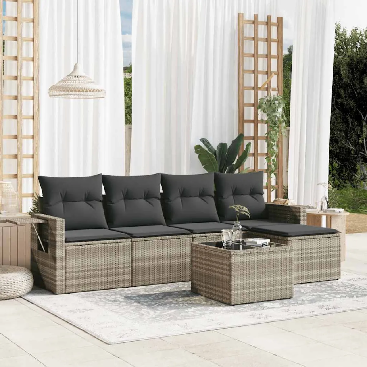 VIDA Salon de jardin avec coussins 6 pcs - vue 3