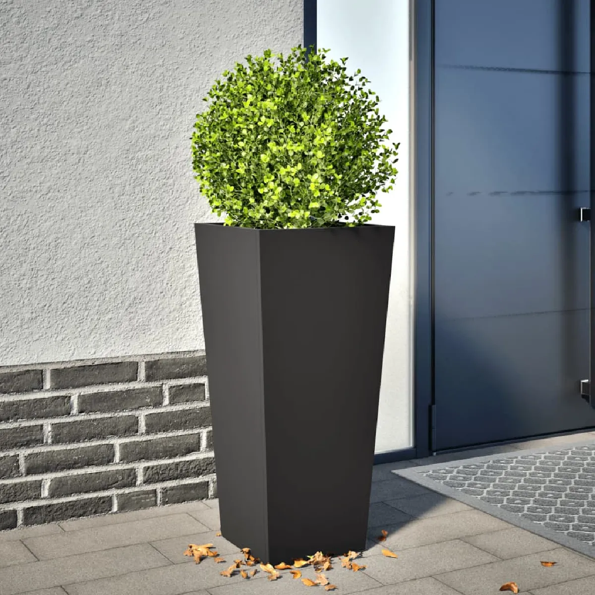 Vidaxl Jardinière noir 35x35x75 cm acier jardinière dextérieur boîte à fleurs boîte de jardin jardinière de patio 851080