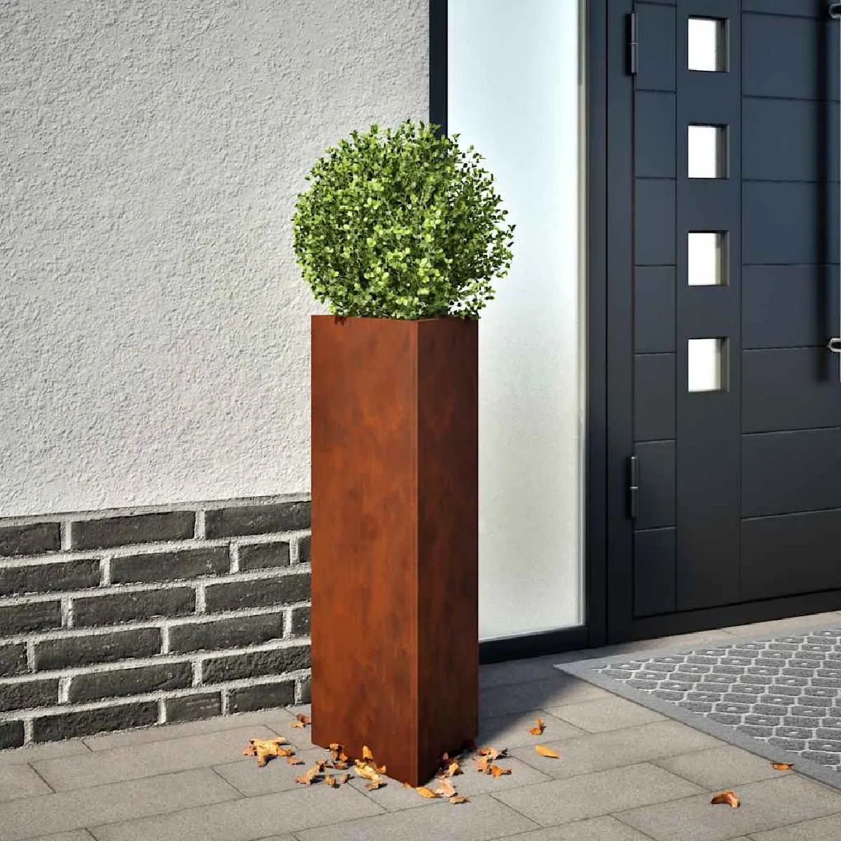 Non Communiqué Marron Vidaxl Jardinières 2 Pcs Triangulaire 30X26x75 Cm Acier Corten 851156 - Image 3