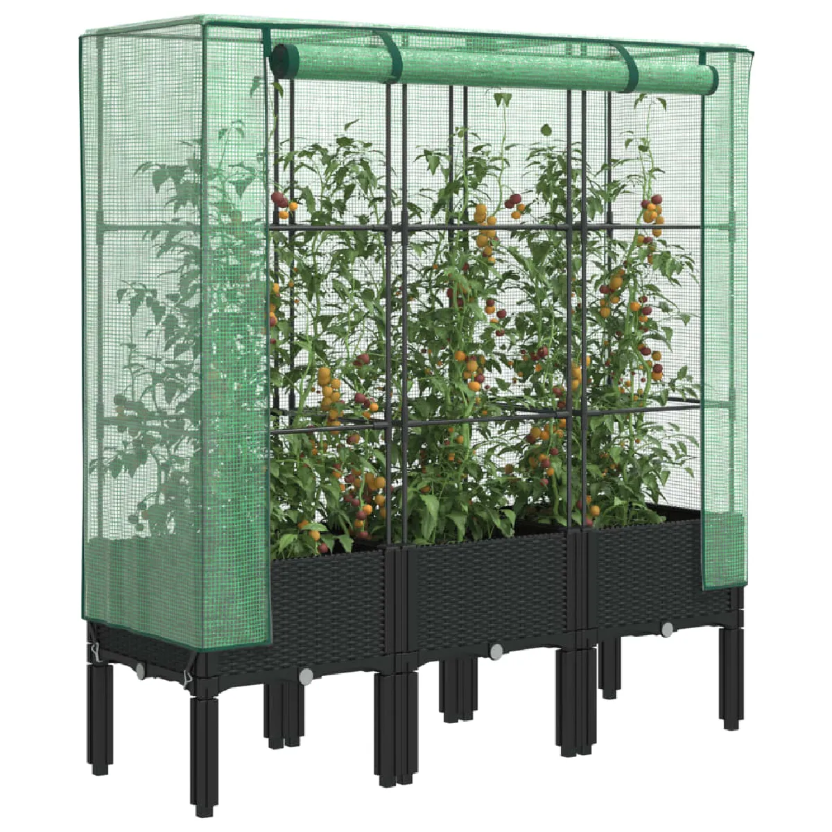vidaXL Jardinière surélevée avec housse aspect rotin 80x40x123 cm jardinière surélevée de jardin bac à fleurs surélevé 4015810 - vue 4