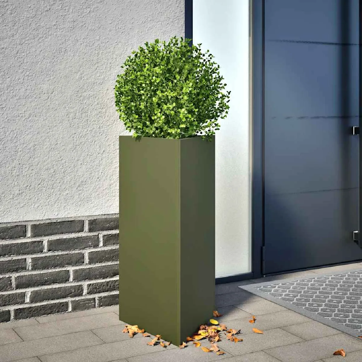 Non Communiqué Vert Vidaxl Jardinières 2 Pcs Olive Triangulaire 40X34,5X70 Cm Acier 851164 - Image 3