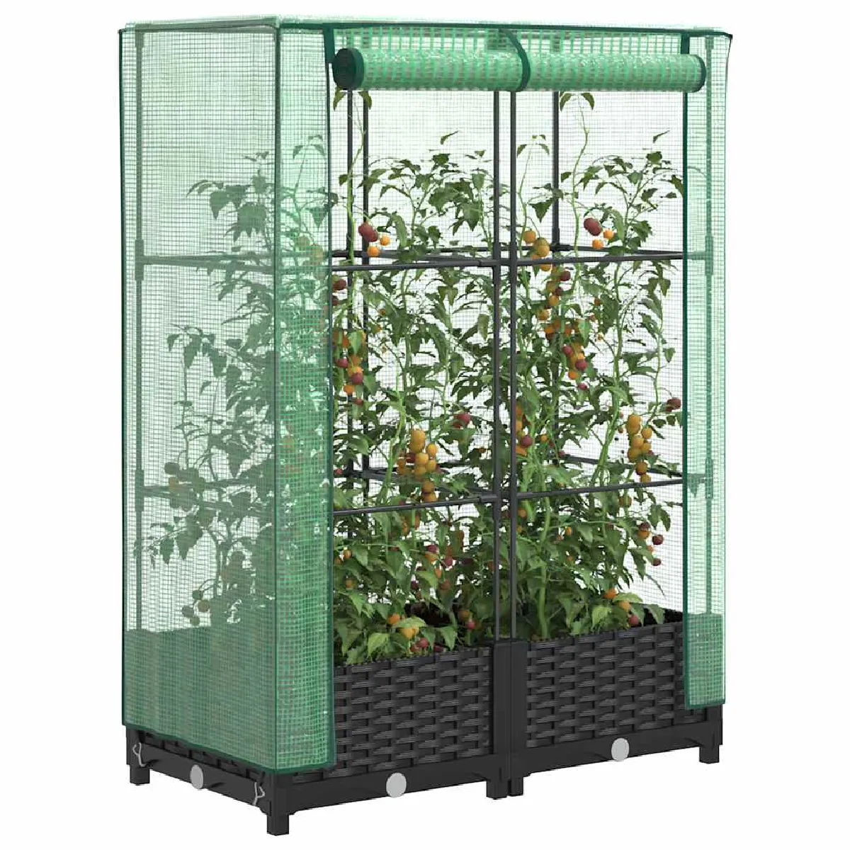 vidaXL Jardinière surélevée avec housse aspect rotin 80x40x123 cm jardinière surélevée de jardin bac à fleurs surélevé 4015810 - vue 2