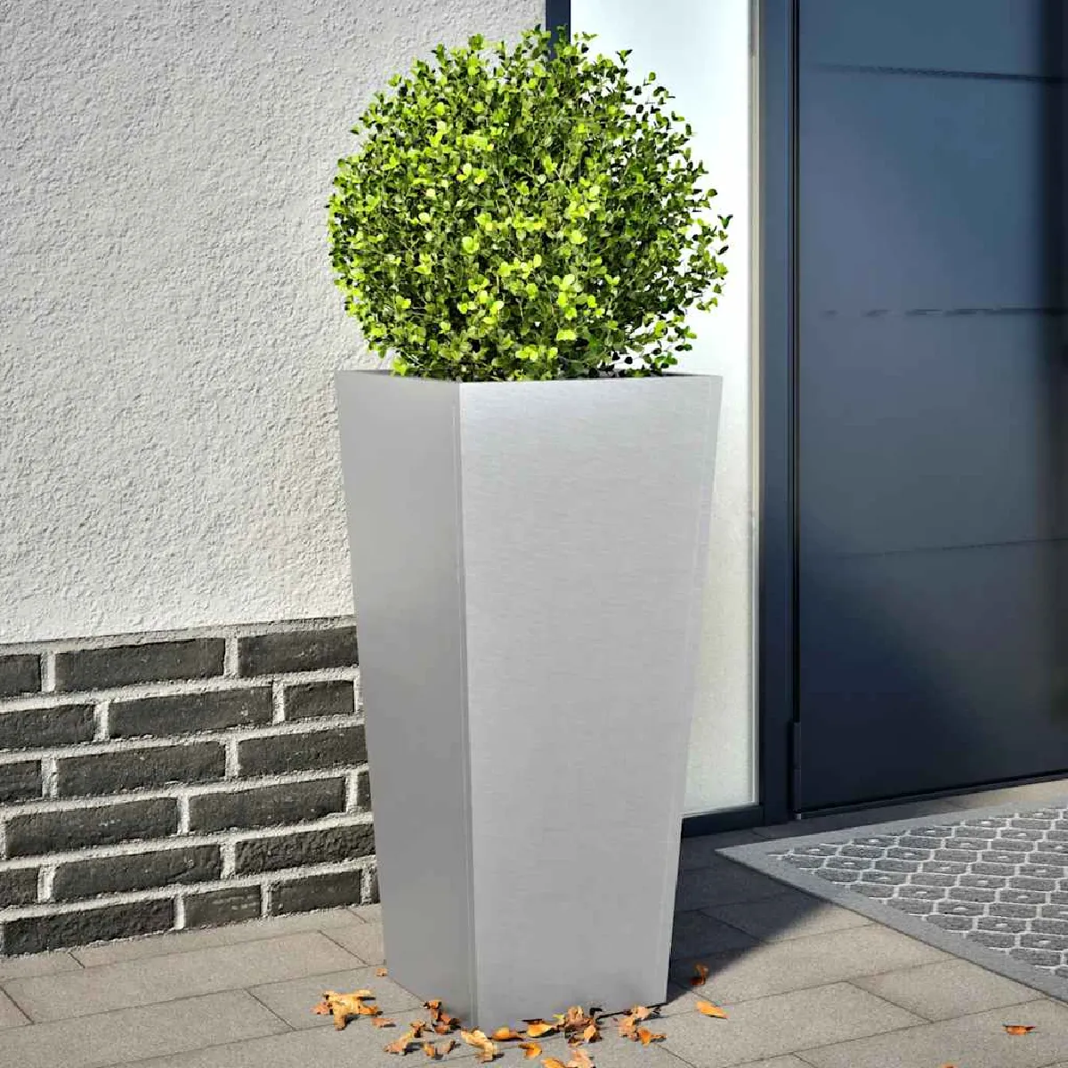 VIDAXL - Jardinière - 35x35x75 cm - Blanc - Acier Galvanisé - Lot de 2 - Image 3